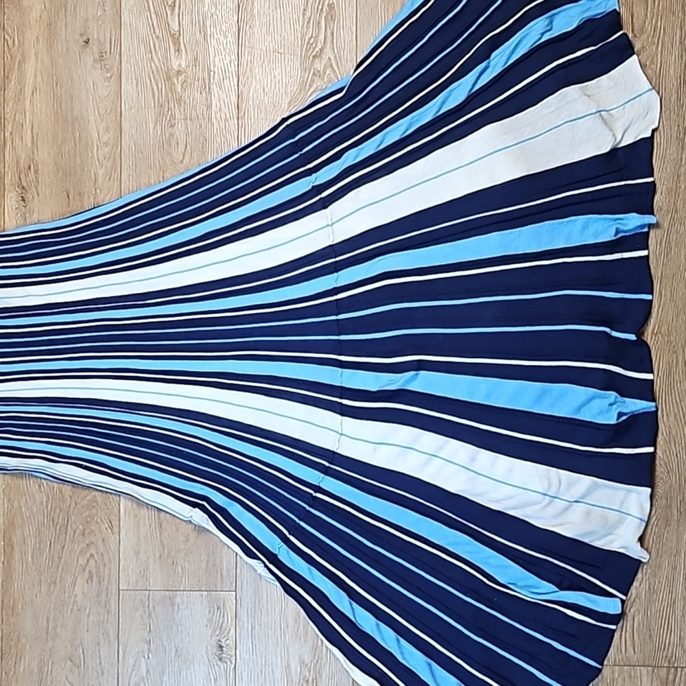 Maeve Navy and Light Blue Striped Maxi Dress - Picture 15 of 16